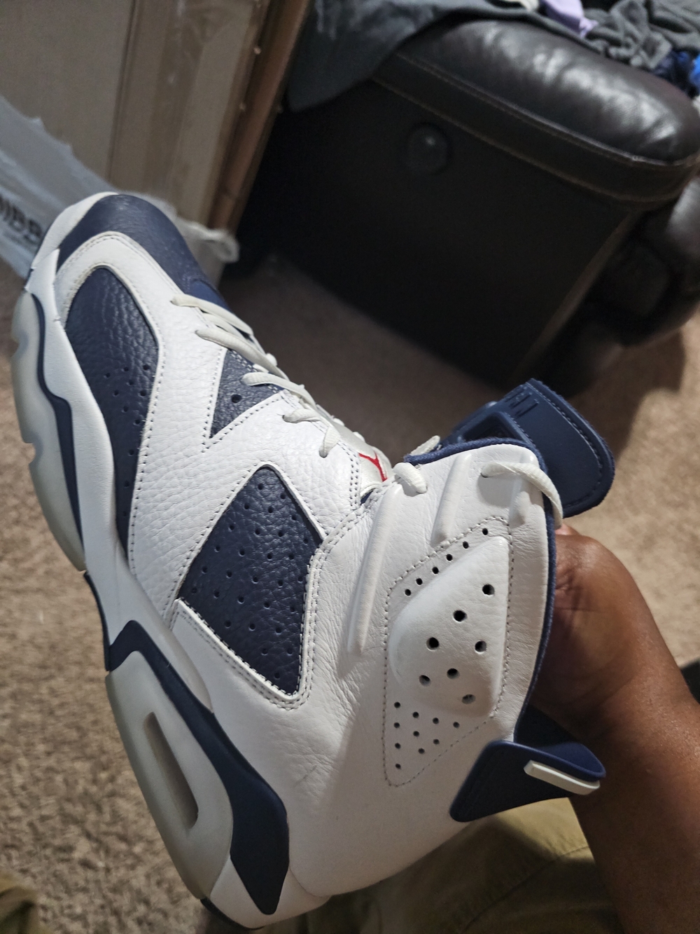 Jordan 6 "Olympic" Men’s White and Navy High-Top Basketball Sneakers